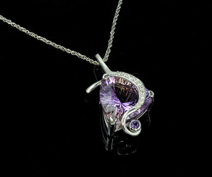 Collar artístico de ametrino y diamantes