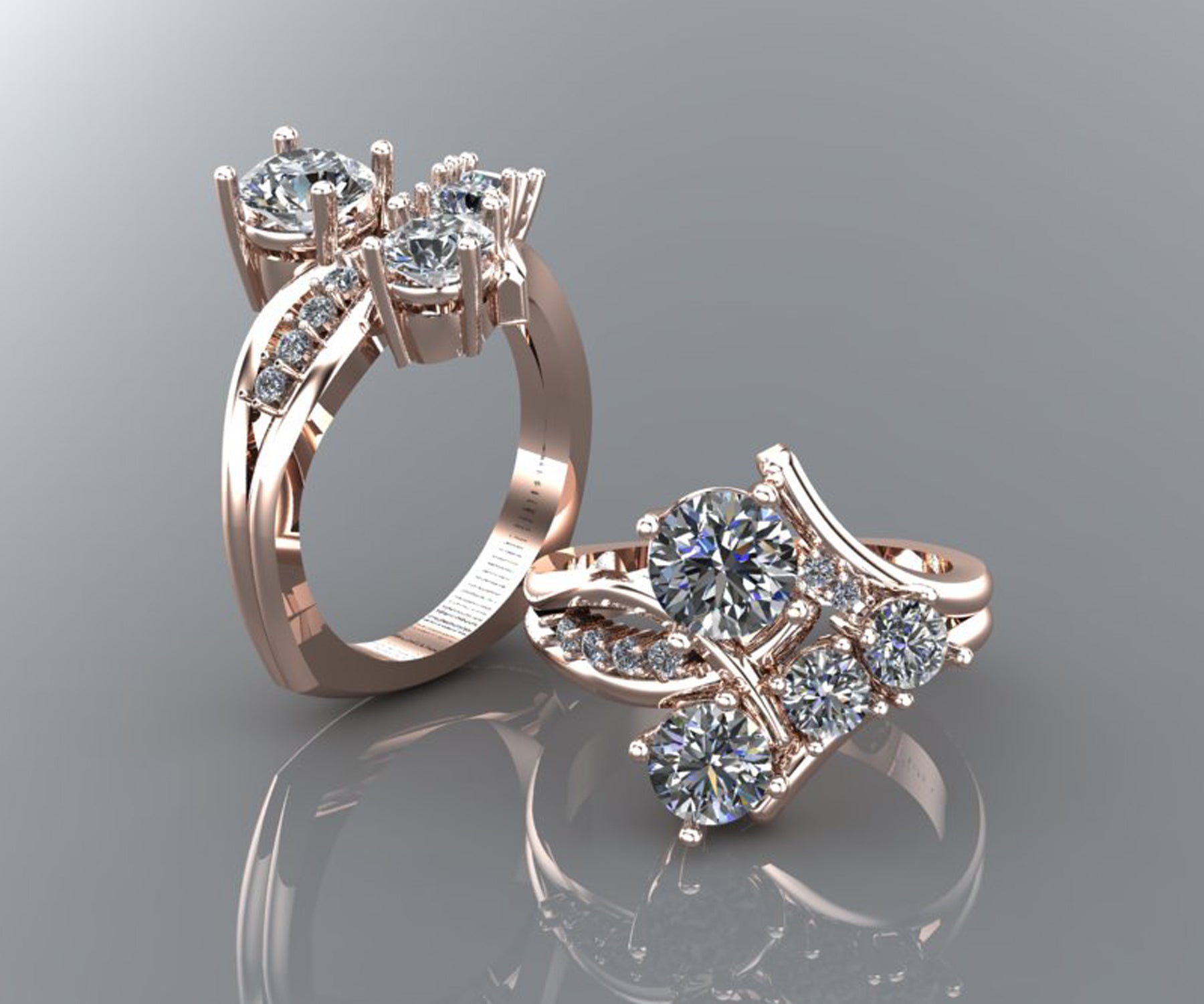 Artistic Asymmetrical Diamond Engagement Ring