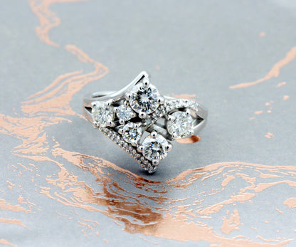 Contemporary Multirow Weave Diamond Ring Redesign