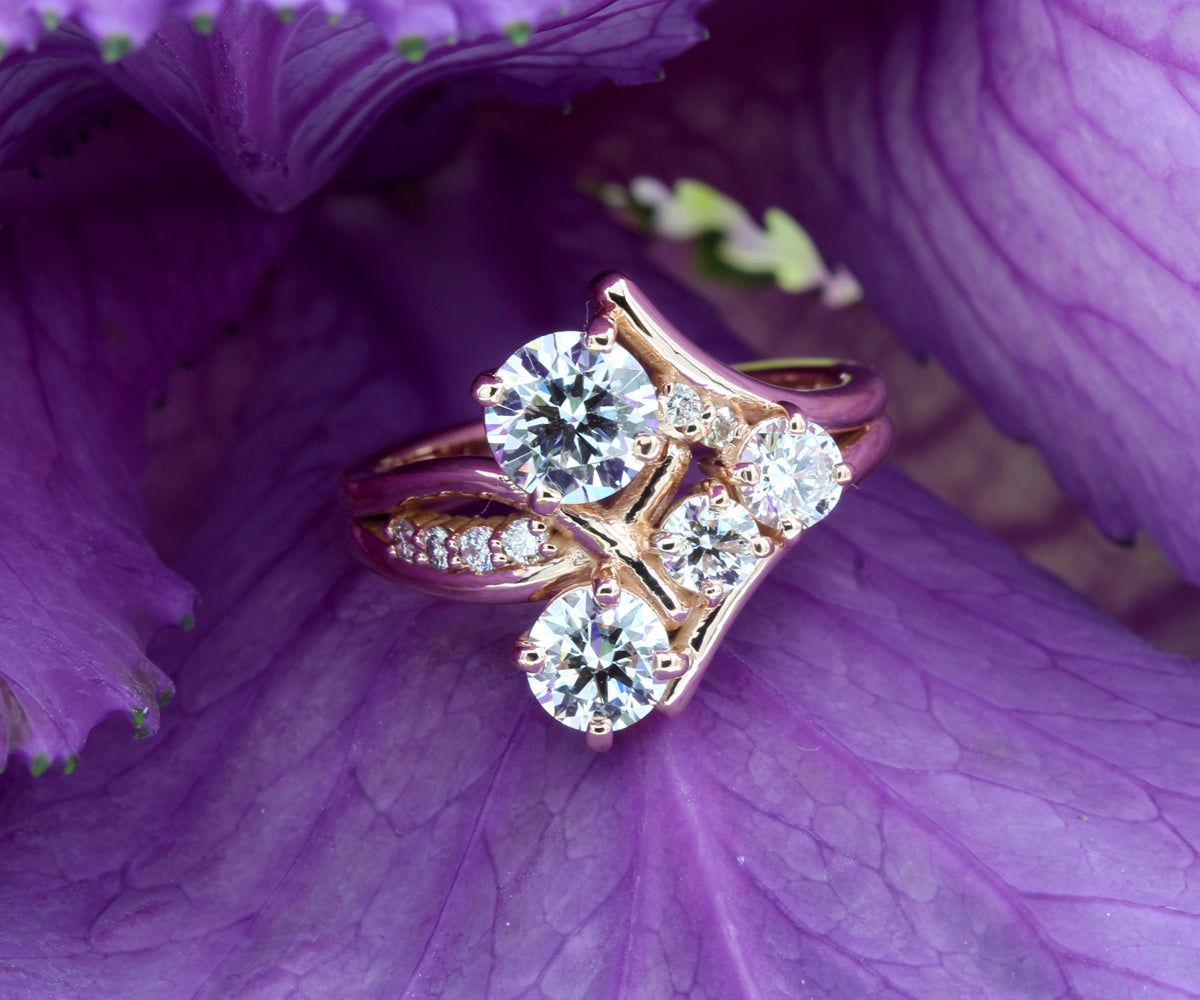 Artistic Asymmetrical Diamond Engagement Ring