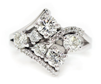Contemporary multi row modern weave diamond redesigned custom ring