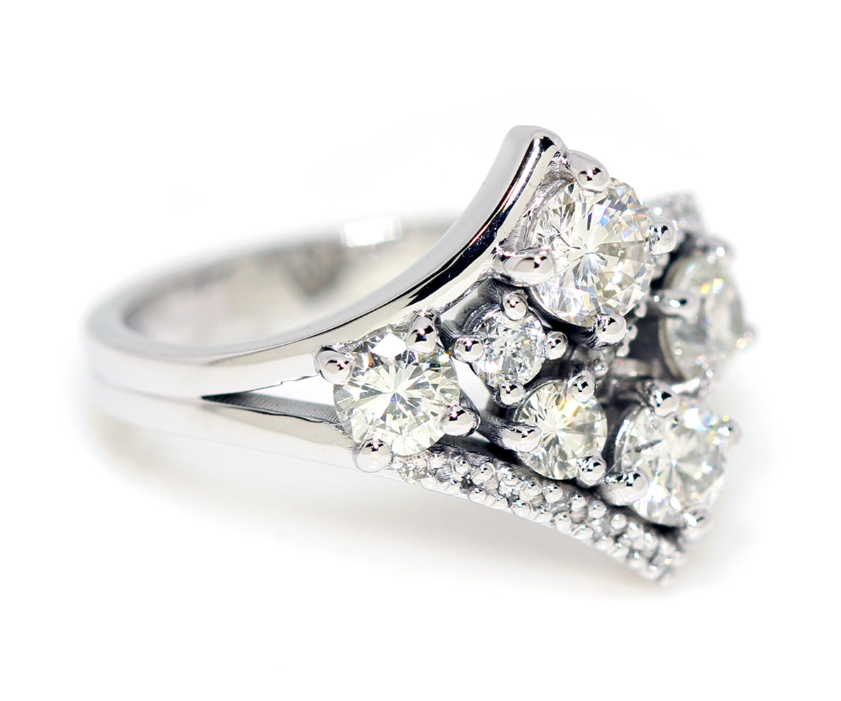 Contemporary Multirow Weave Diamond Ring Redesign