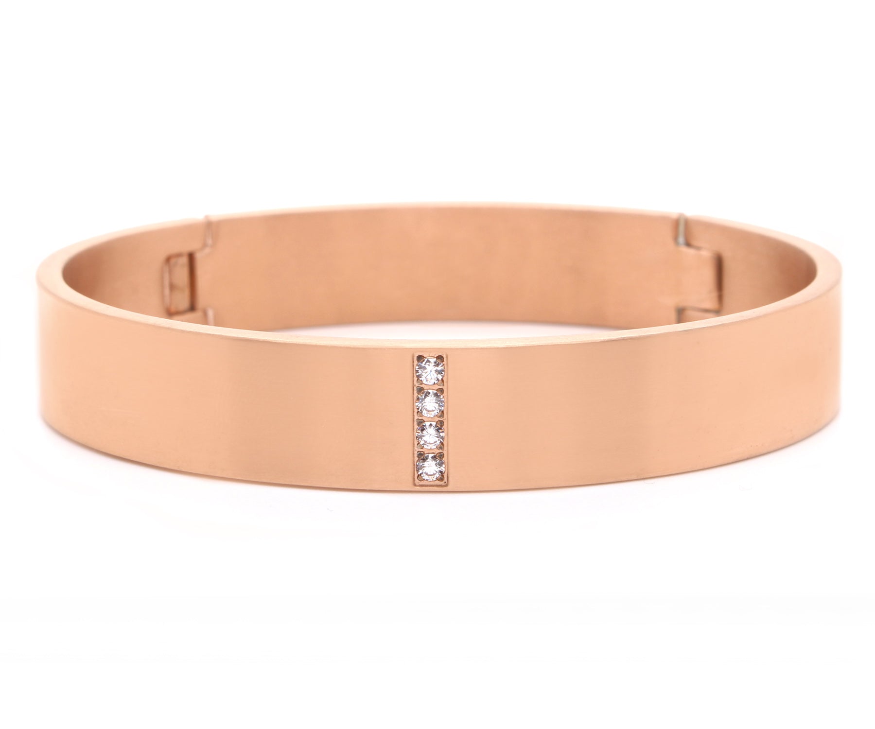 Pave Wide Rose Gold Bangle Bracelet