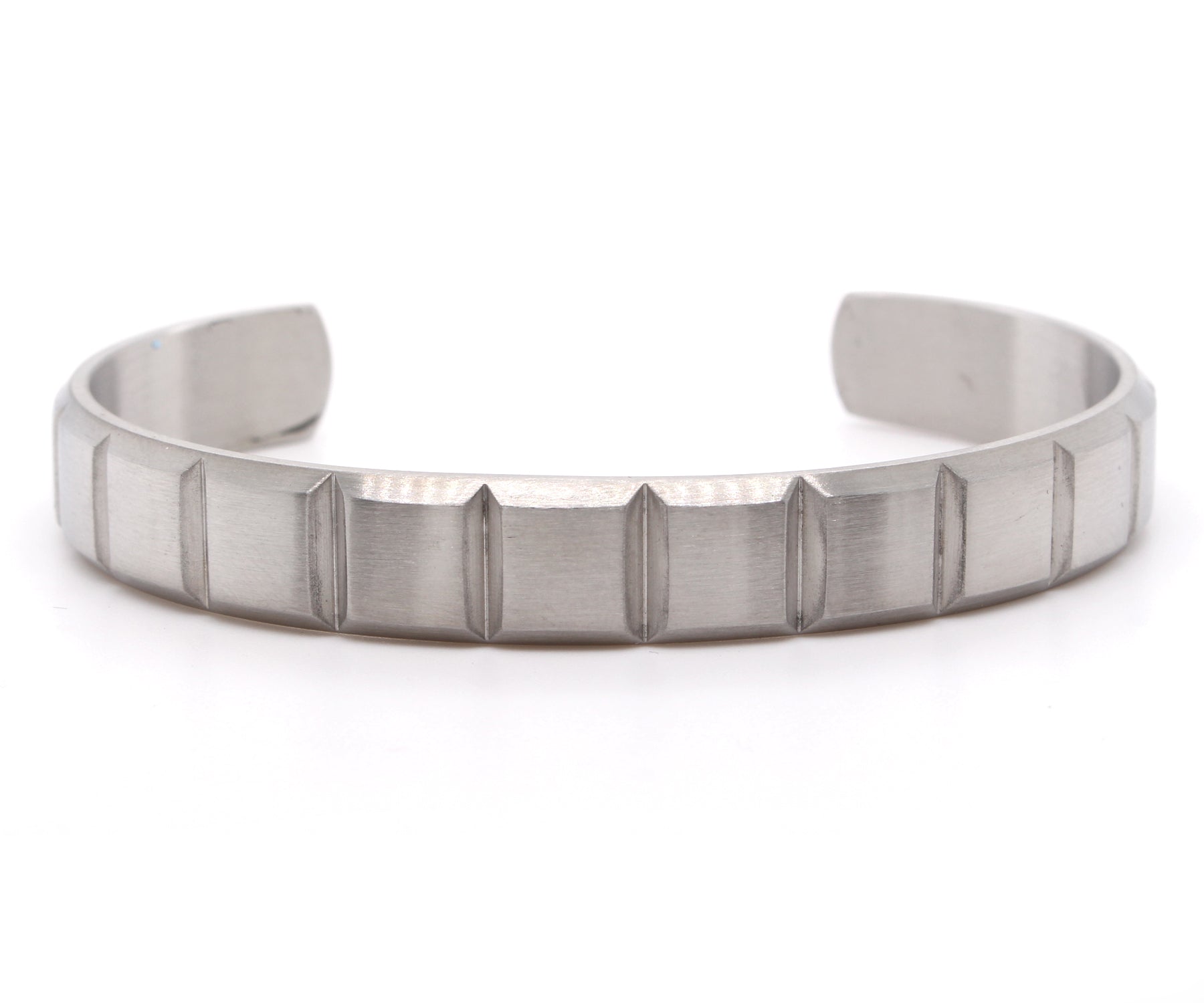 Box Cut Stainless Steel Cuff Bracelet