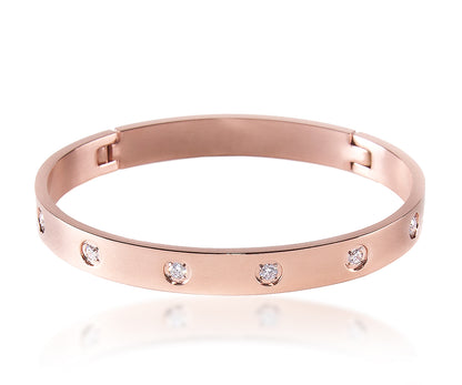 rose gold bangle cuff bracelet diamond flush set