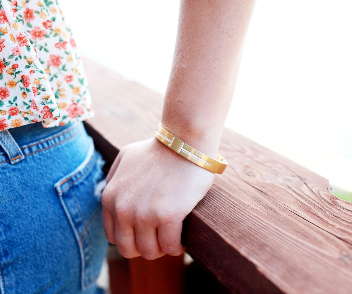 Pulsera de oro con pavé de armonía