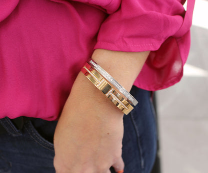 Pulsera de oro rosa con pavé de armonía