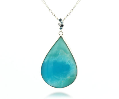 Beach Opal Petrified Wood Teardrop necklace