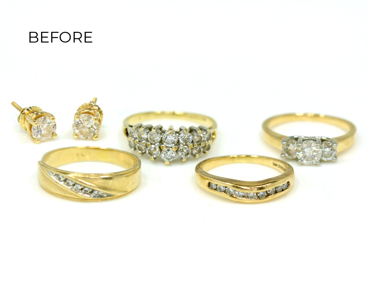 Contemporary Artistic Three Diamond Pave Ring