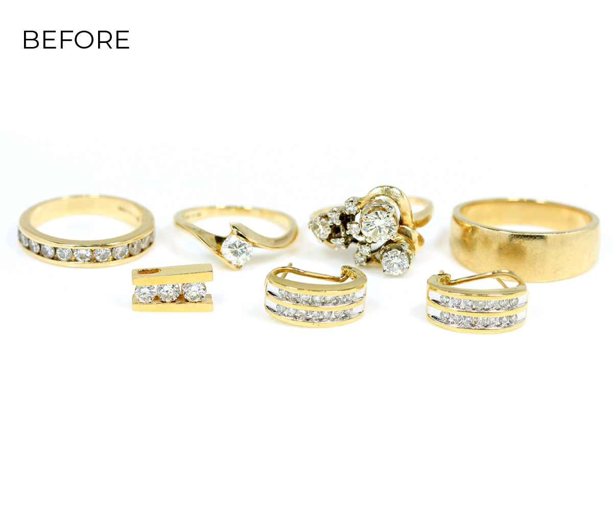 Wide Two-Tone Swirl Diamond Family Ring