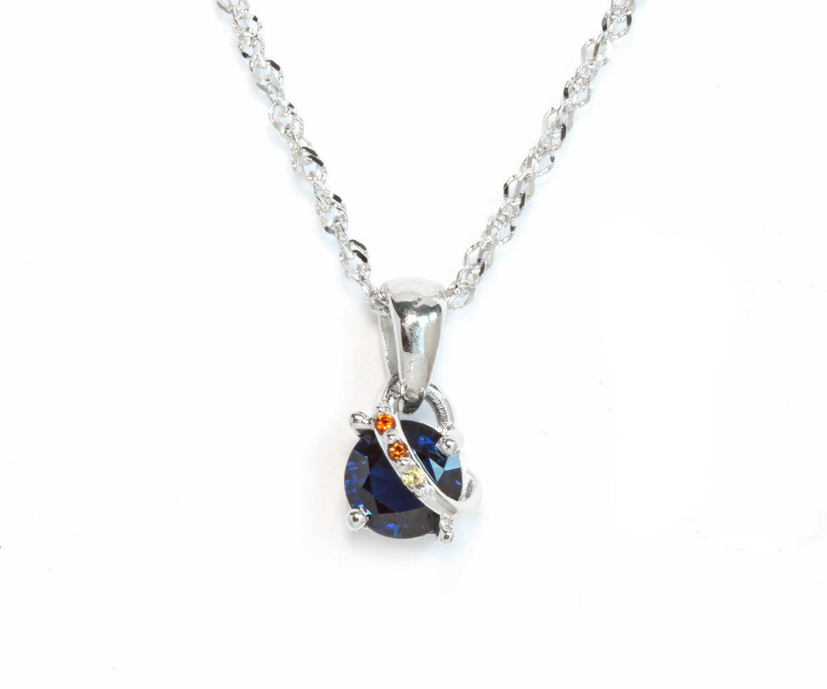 Colgante de zafiro azul colorido con forma de espiral personalizado