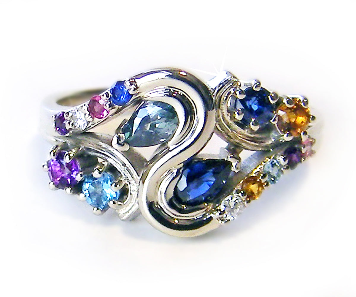 Custom Colorful Swirl Birthstone Family RingCustom Colorful Swirl Birthstone Family Ring