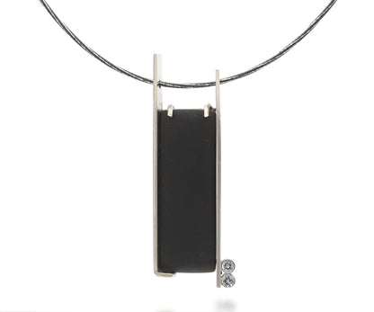 Modern Rectangular Bar Volcanic Obsidian Necklace