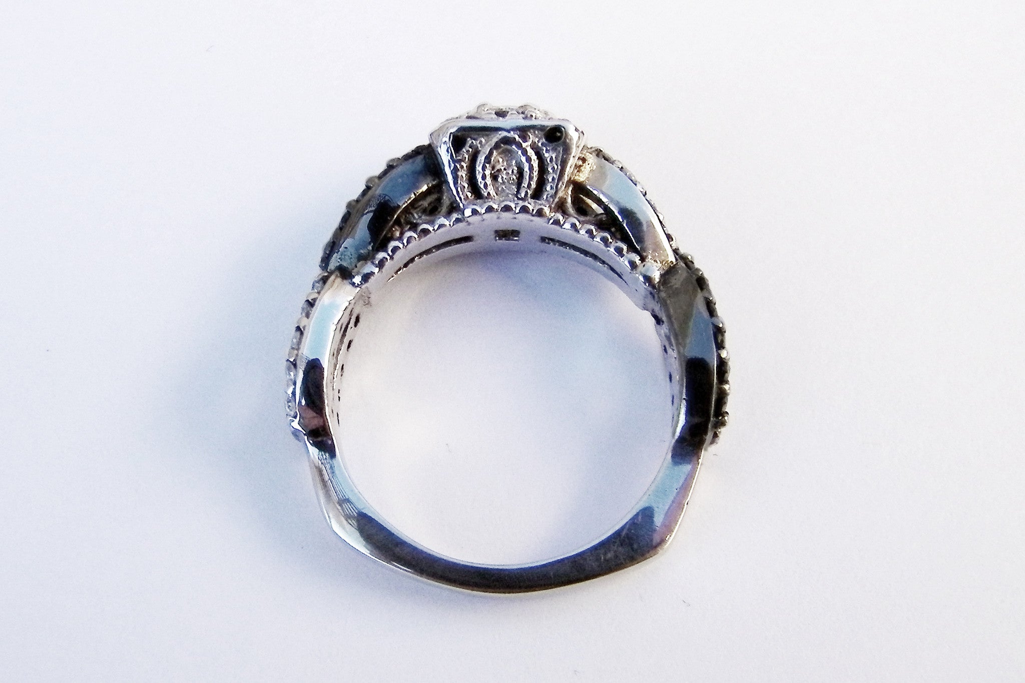 Weaved Black Diamond Halo Wedding Ring