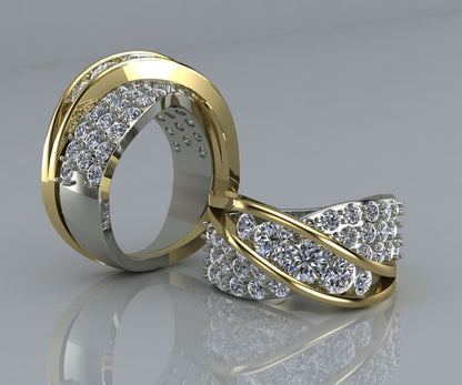 Two Tone Twist Pave Diamond Fashion Ring Redesigned