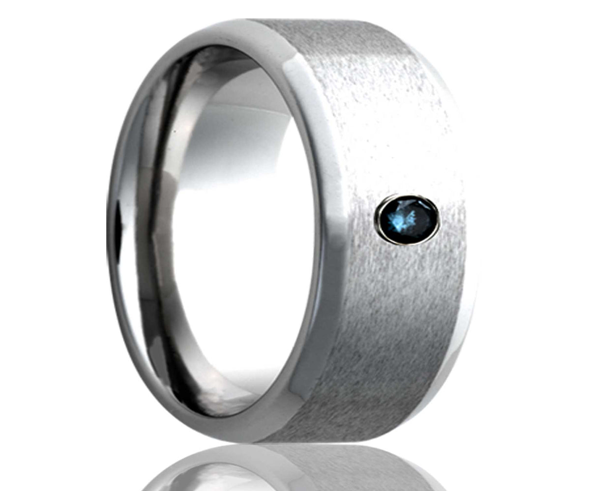 Cobalt Vitalium Blue Diamond Ring