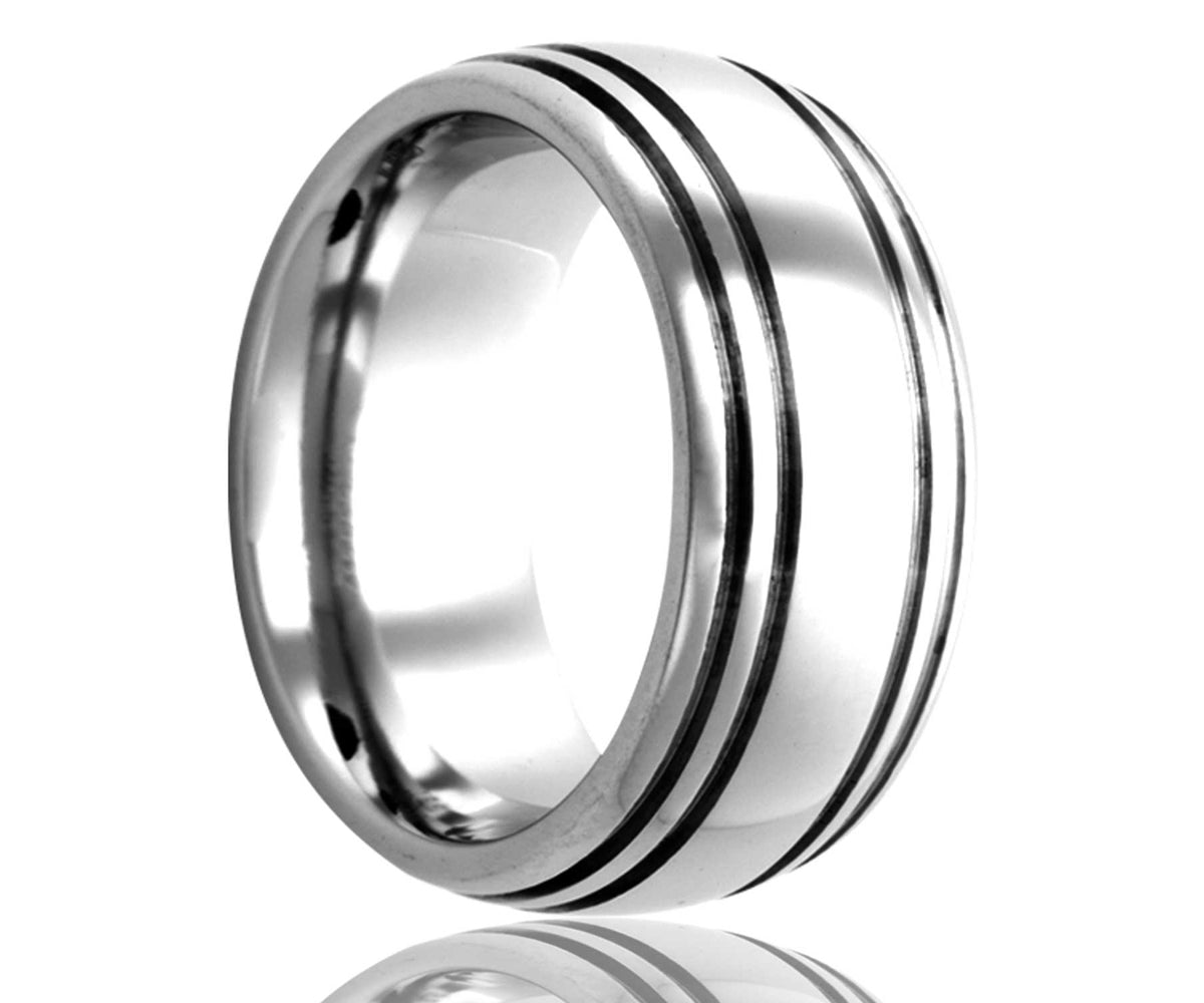 Cobalt Dome Quadruple Groove Ring