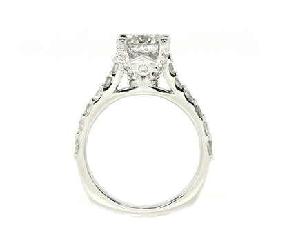 Cathedral Diamond and Ruby Platinum Wedding Ring Set