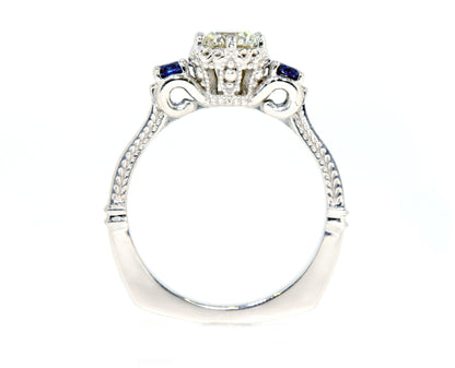 Crown Diamond and Sapphire Engagement Ring