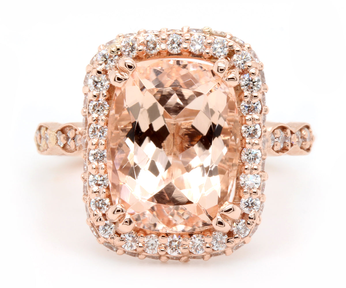 Double Cushion Halo Morganite Engagement Ring