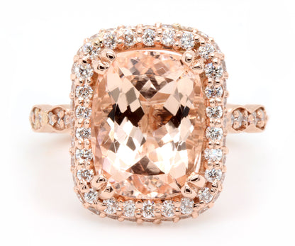 Double Cushion Halo Morganite Engagement Ring
