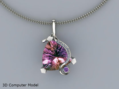 Ametrine and Diamond Artistic Necklace