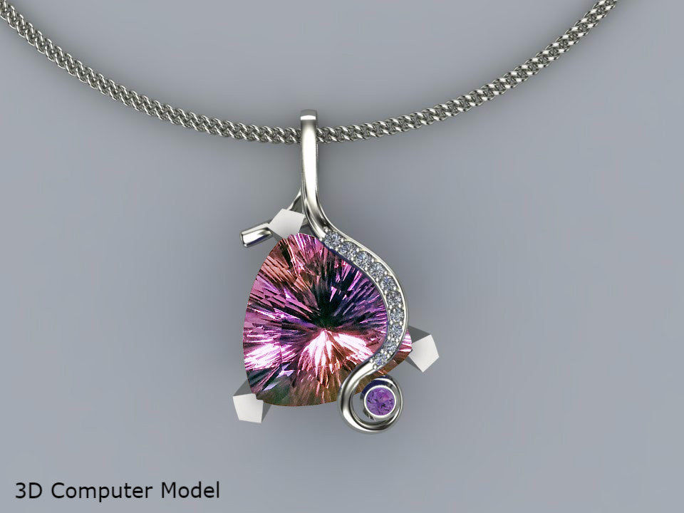 Ametrine and Diamond Artistic Necklace