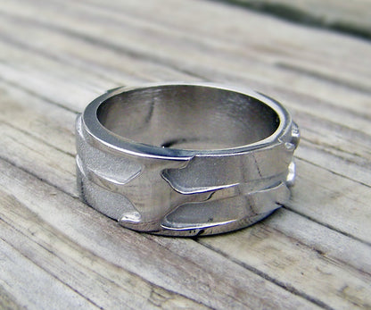 custom palladium modern 3D mens wedding ring
