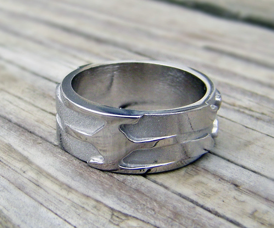 custom palladium modern 3D mens wedding ring