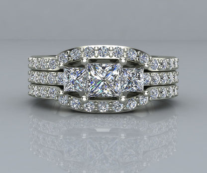 Custom curved diamond shadow wedding band