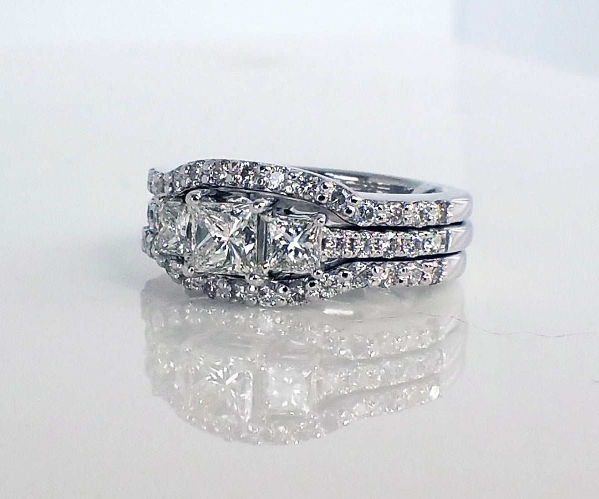 Custom curved diamond shadow wedding band
