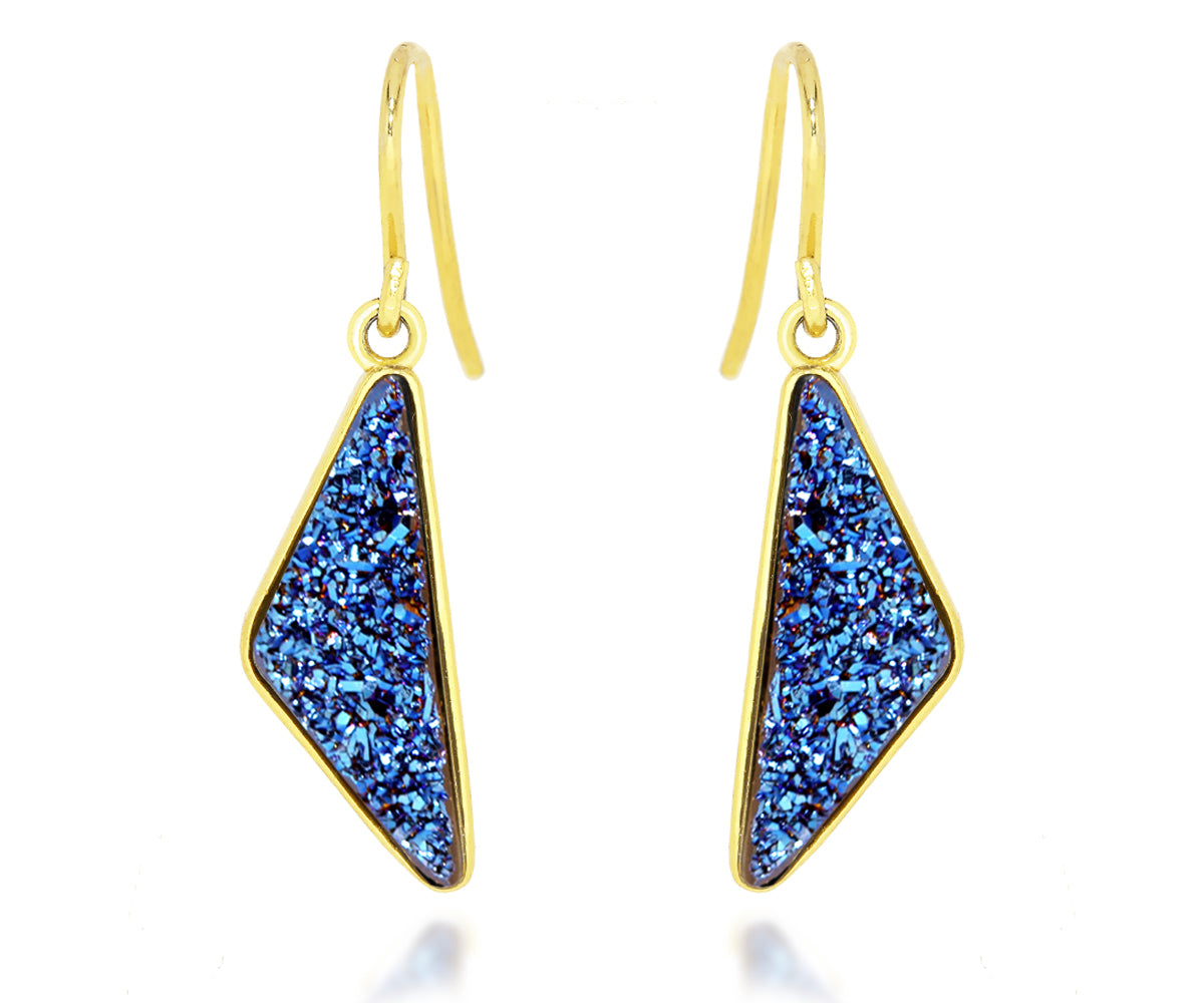 ambrosia womens medium triangle blue sapphire druzy earrings