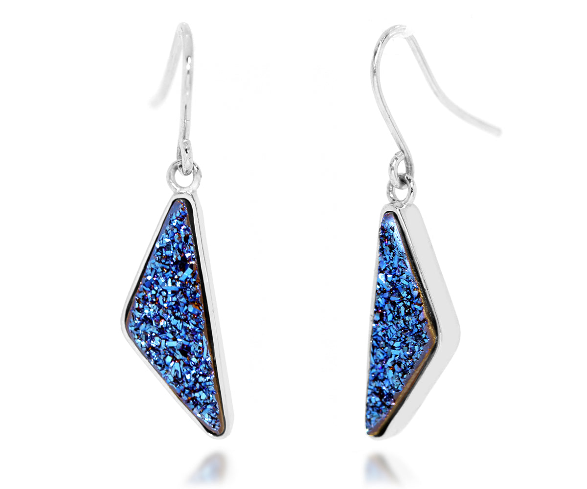 Triangle Blue Druzy Earrings