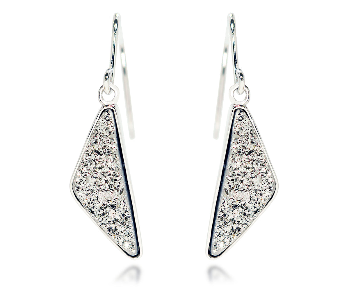 platinum triangle dangle fashion druzy drusy earrings
