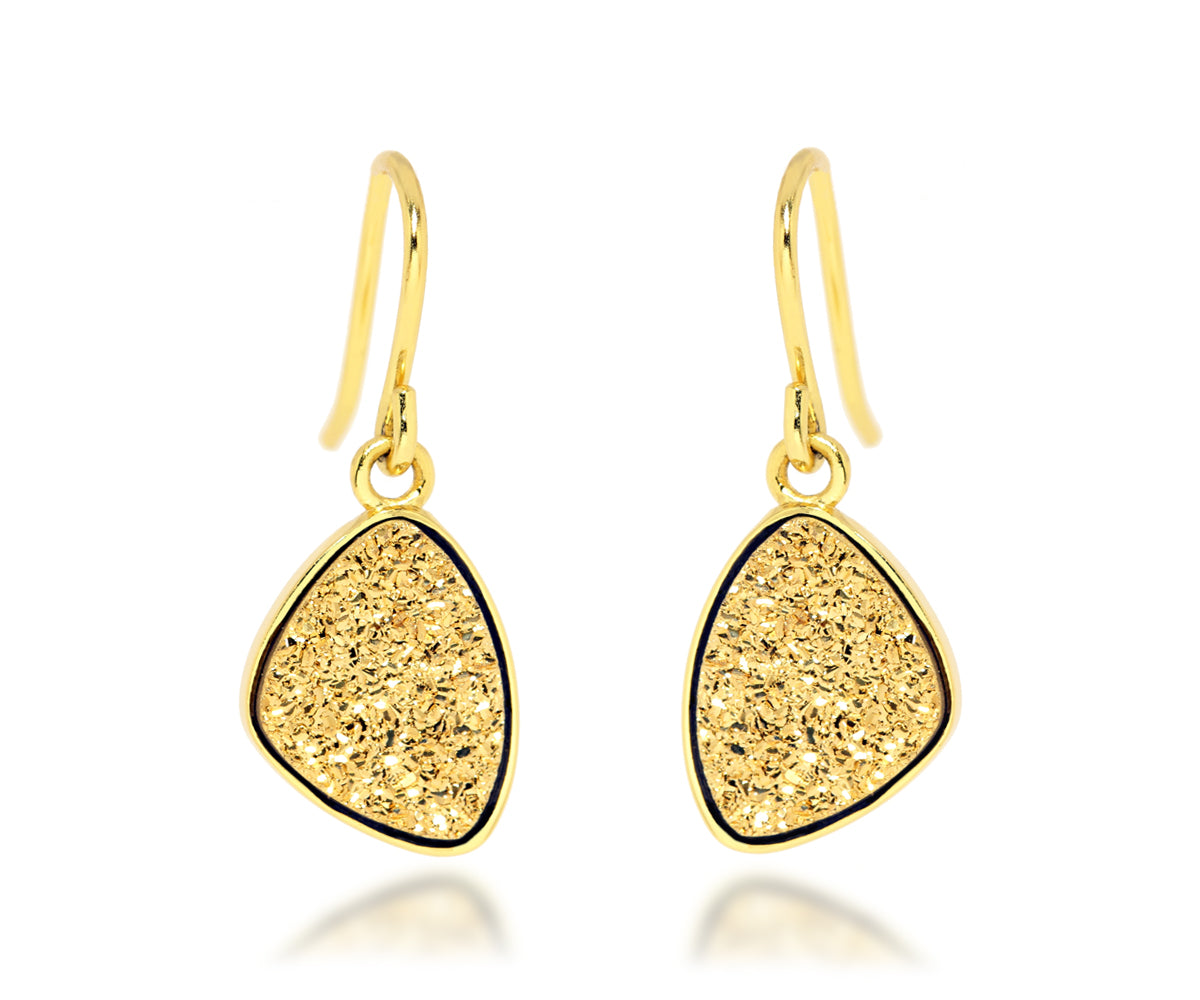 Pendientes Druzy de oro de 18 quilates y pequeños trillones