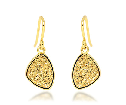Pendientes Druzy de oro de 18 quilates y pequeños trillones