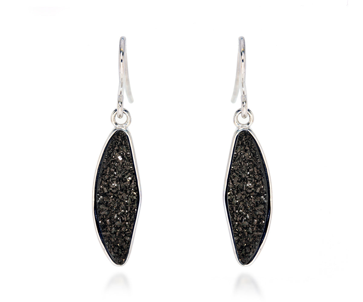ambrosia small marquise black druzy dangle sparkly drusy earrings