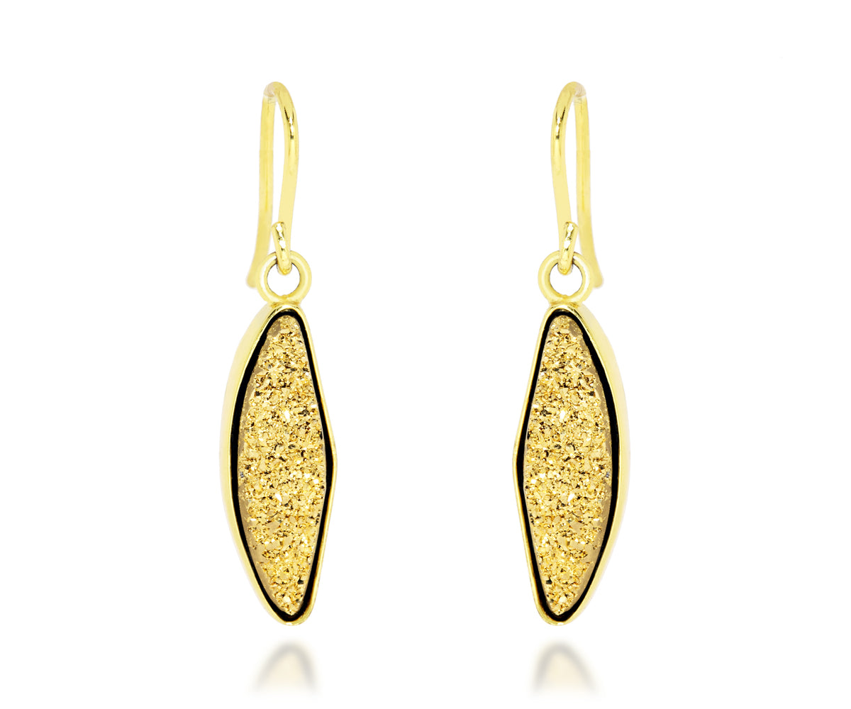 18k gold fashion druzy marquise dangle earrings vermeil