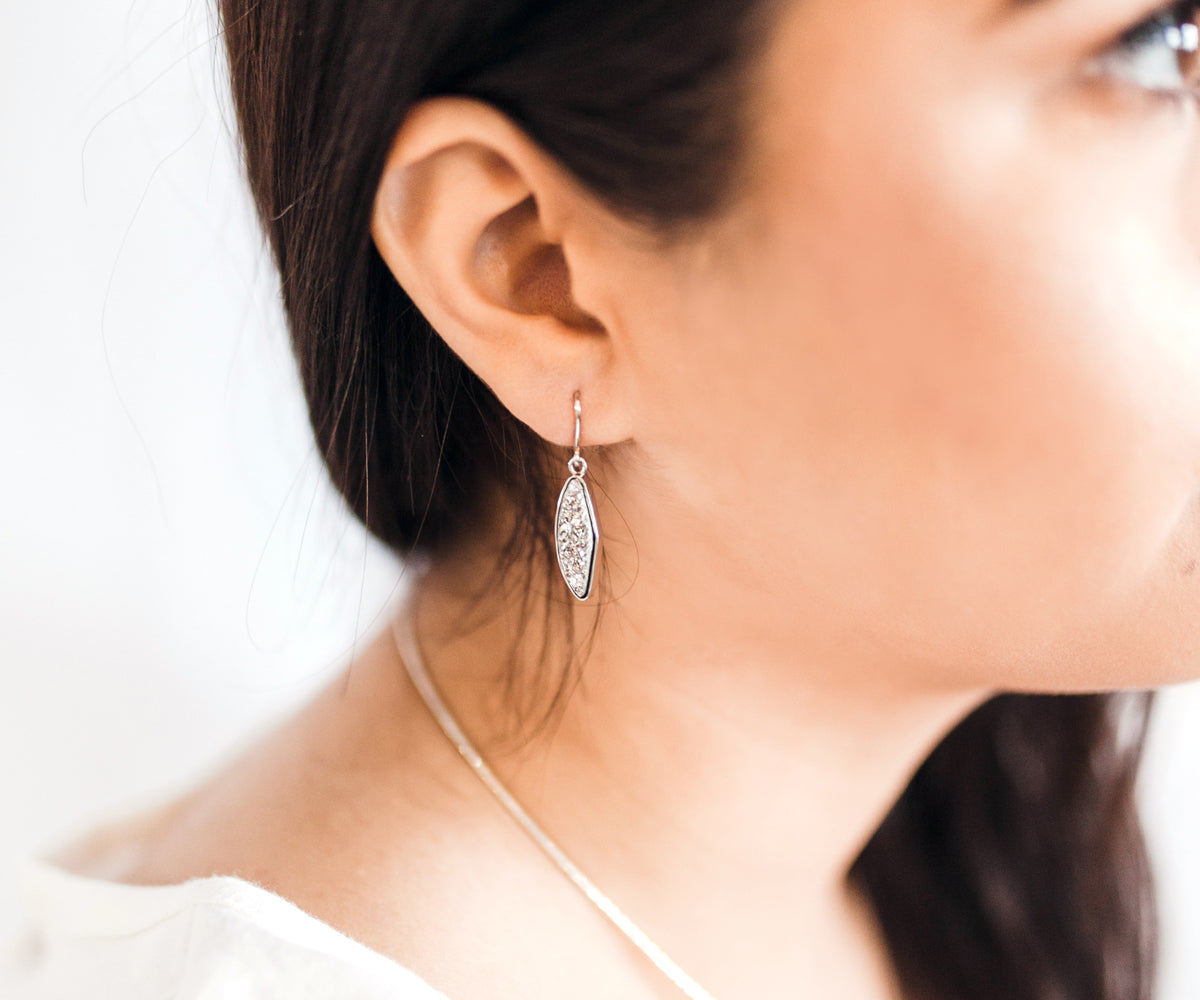 Small Marquise Black Druzy Earrings