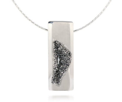 modern platinum window quartz druzy neklace