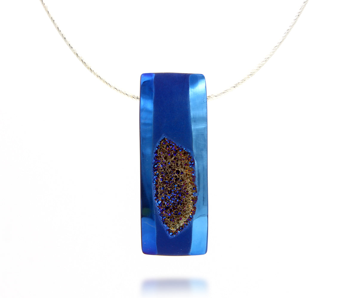 Modern Sapphire Blue Druzy Necklace