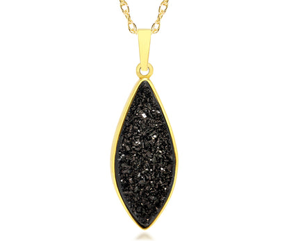 ambrosia large marquise 18k gold druzy quartz sterling gold vermeil necklace fashion drusy jewelry