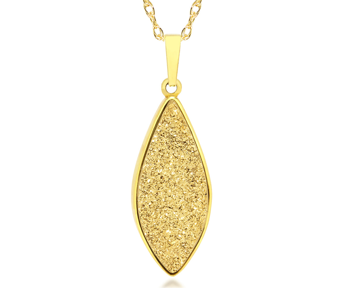 ambrosia large marquise 18k gold druzy quartz gold vermeil necklace fashion drusy jewelry