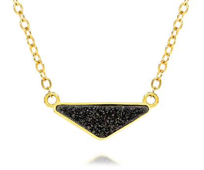 womens triangle black 14k vermeil drusy necklace