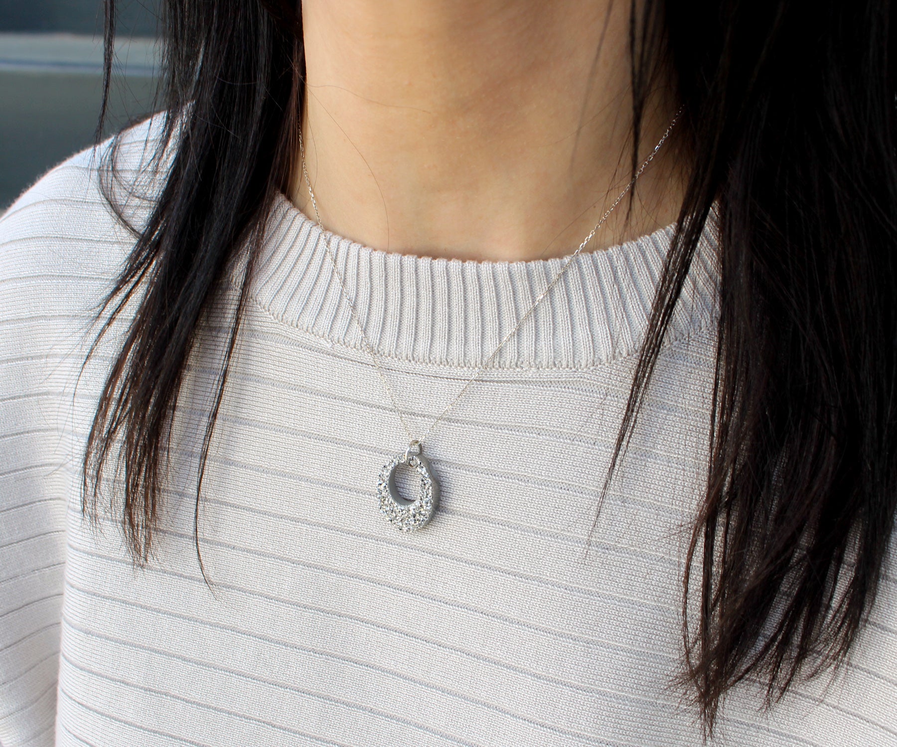 Open Oval Blue Druzy Necklace