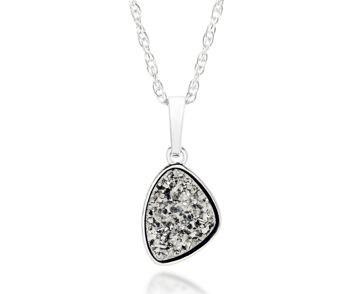 ambrosia womens small trillion platinum druzy necklace silver drusy necklace