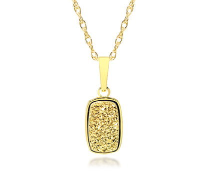 Small Rectangle 18k Gold Druzy 14k Vermeil Necklace