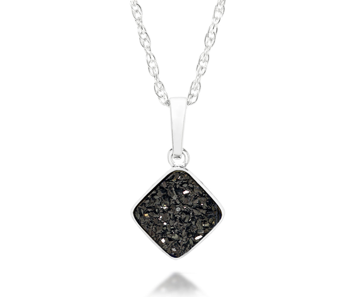 ambrosia womens small square black druzy silver drusy necklace