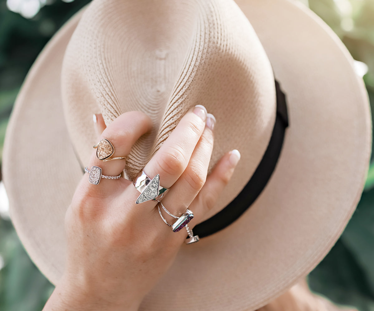 Bypass Trillion Platinum Druzy Ring
