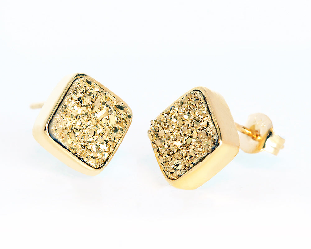 ambrosia 18k gold drusy square stud earrings